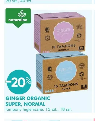 Tampony higieniczne Ginger Organic Normal 18-pak promocja w Super-Pharm
