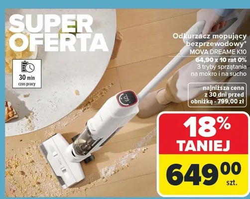 Odkurzacz mopujący bezprzewodowy MOVA DREAME K10 promocja w Carrefour