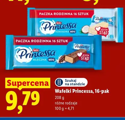 Wafelki Princessa mleczna mini 16-pak promocja w Lidl