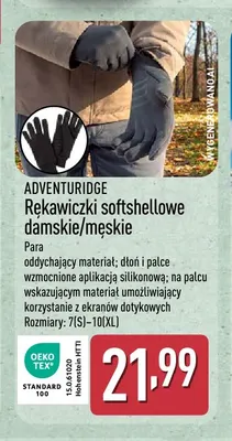 Rękawiczki softshellowe damskie/męskie Adventuridge promocja w Aldi