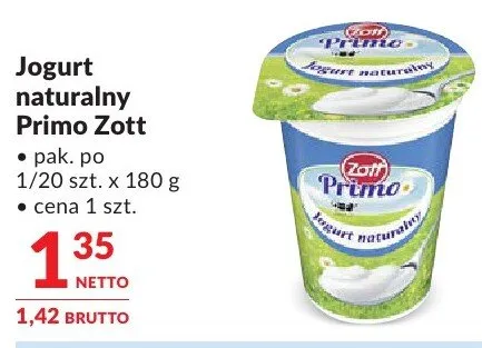 Jogurt naturalny Primo Zott promocja w Makro
