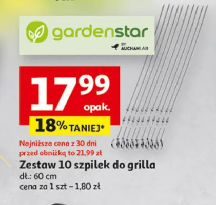 Zestaw 10 szpilek do grilla promocja w Auchan