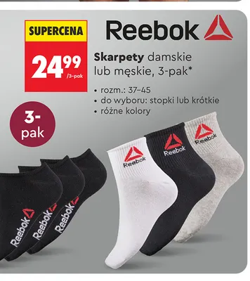 Skarpety męskie krótkie 3-pak Reebok promocja w Biedronka