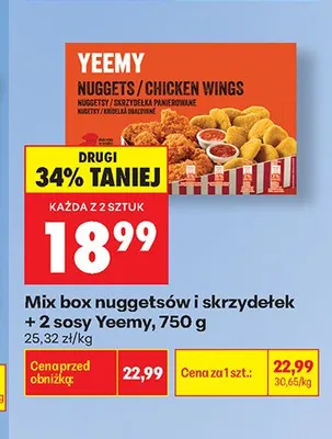 Mix box nuggetsów i skrzydełek + 2 sosy Yeemy promocja w Biedronka