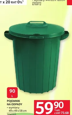 Pojemnik na odpady 90l wymiary: 49x49x58cm promocja w Selgros