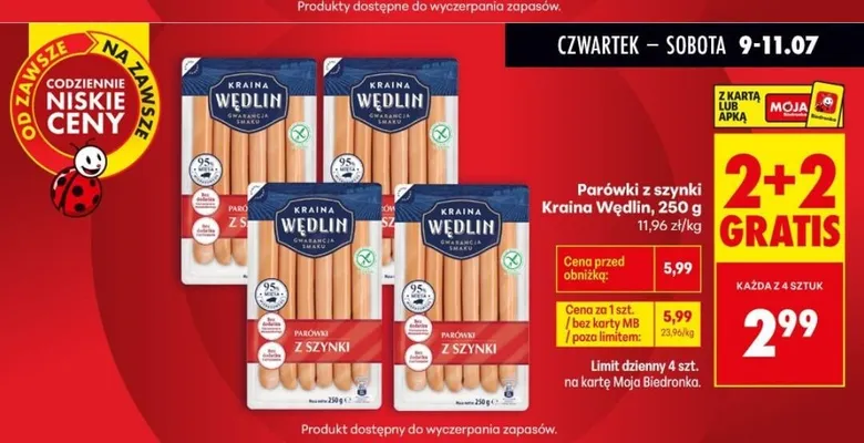 Parówki z szynki Kraina Wędlin promocja w Biedronka
