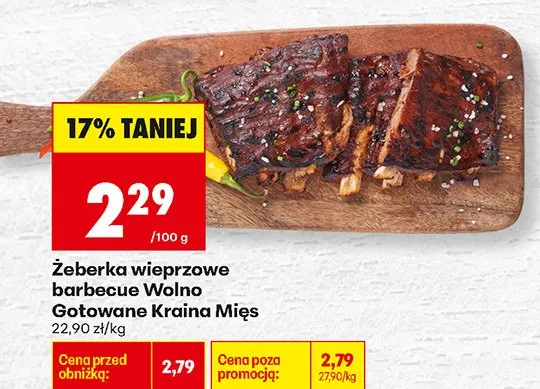 Żeberka wieprzowe barbecue Wolno Gotowane Kraina Mięs promocja w Biedronka