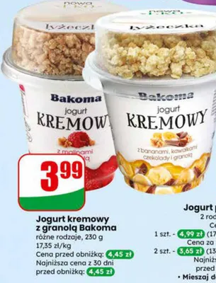 Jogurt kremowy z granolą różne rodzaje promocja w Dino