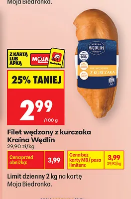 Filet wędzony z kurczaka Kraina Wędlin promocja w Biedronka