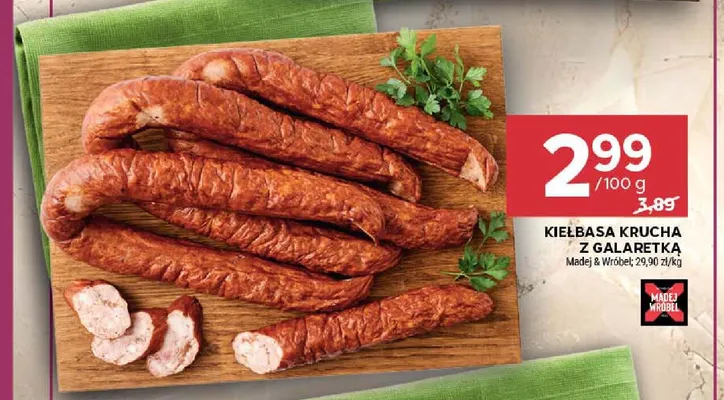 Kiełbasa krucha z galaretką Madej & Wróbel promocja w Stokrotka
