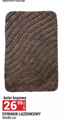 Dywanik łazienkowy brązowy 50x80 cm promocja w Merkury Market