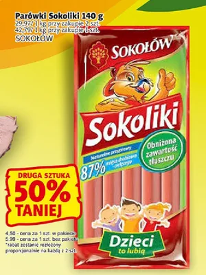 Parówki Sokoliki 140g promocja w Prim Market