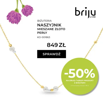 Naszyjnik mieszane złoto perły promocja w Briju