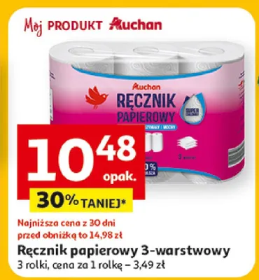 Ręcznik papierowy 3-warstwowy promocja w Auchan