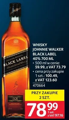 Whisky Johnnie Walker Black Label 40% 700ML promocja w Selgros
