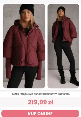 Kurtka przejściowa Puffer z odpinanym kapturem Reneé promocja w Renee