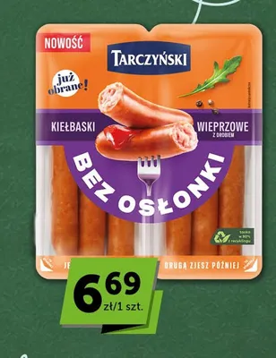 Kiełbaski wieprzowe bez osłonki Tarczyński promocja w Euro Sklep