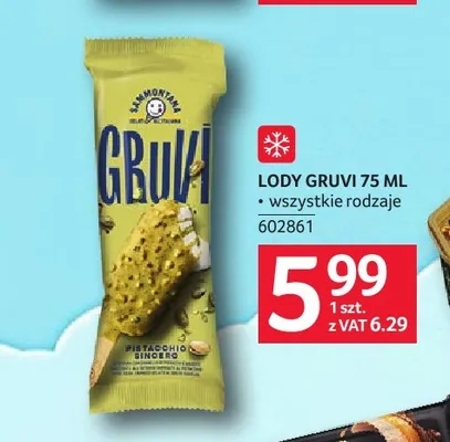 Lody Gruvi Pistachio Sincero promocja w Selgros