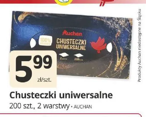 Chusteczki uniwersalne 2 warstwy Auchan promocja w Marketvita