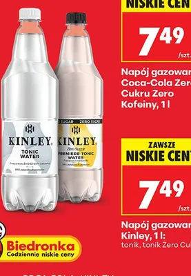 Napój gazowany Kinley 1 l promocja w Biedronka