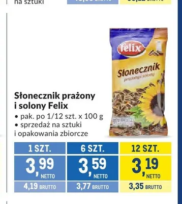 Słonecznik prażony i solony Felix promocja w Makro