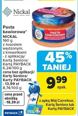 Pasta kawiorowa z łososiem wędzonym, z krewetkami promocja w Carrefour