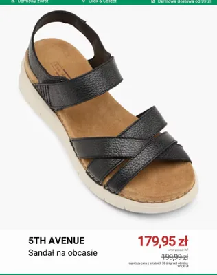 Sandały damskie na obcasie 5th Avenue promocja w Deichmann