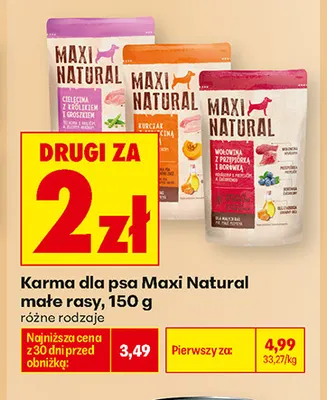 Karma dla psa Maxi Natural małe rasy wołowina z przepiórką i borówką promocja w Biedronka