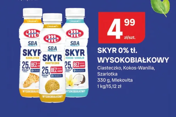 Jogurt typu islandzkiego Skyr 0% tłuszczu wysokobiałkowy o smaku szarlotki promocja w Chorten