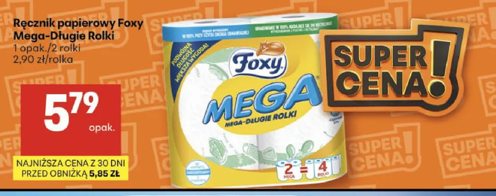 Ręcznik papierowy Foxy Mega-Długie Rolki promocja w Delikatesy Centrum