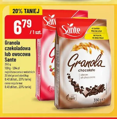 Granola czekoladowa Sante promocja w POLOmarket