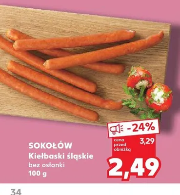 Kiełbaski śląskie bez osłonki Sokołów promocja w Kaufland
