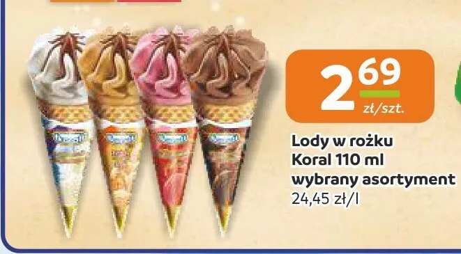 Lody w rożku Koral promocja w Gama