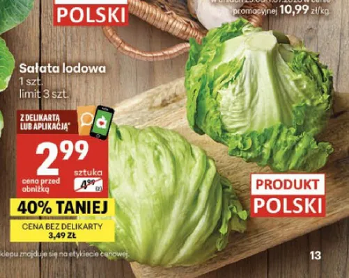 Sałata lodowa promocja w Delikatesy Centrum