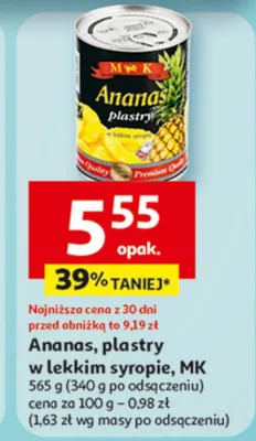 Ananas plastry w lekkim syropie promocja w Auchan
