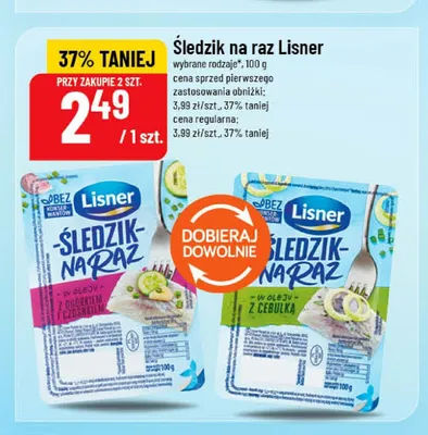 Śledzik na raz z cebulką Lisner promocja w POLOmarket