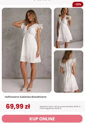 Sukienka bawełniana haftowana Renee promocja w Renee