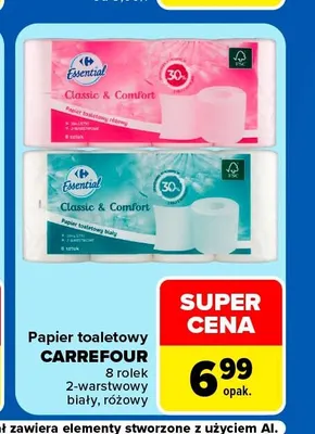 Papier toaletowy biały Carrefour Essential Classic & Comfort promocja w Carrefour Market