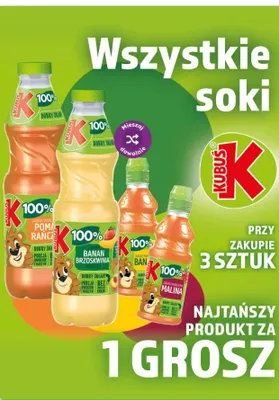 Sok Kubuś 100% Banan promocja w Dino