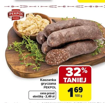Kaszanka gryczana PEKPOL promocja w Carrefour Market