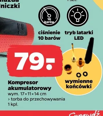 Kompresor akumulatorowy 17x11x14cm promocja w Netto