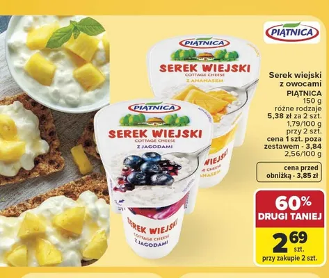 Serek wiejski z owocami z ananasem Piątnica promocja w Carrefour