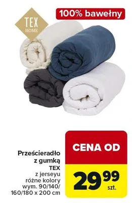 Prześcieradło z gumką z jerseyu Tex promocja w Carrefour