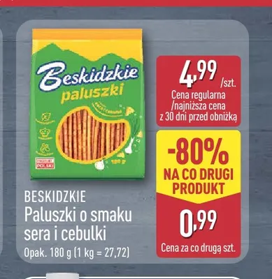 Paluszki o smaku sera i cebulki Beskidzkie promocja w Aldi