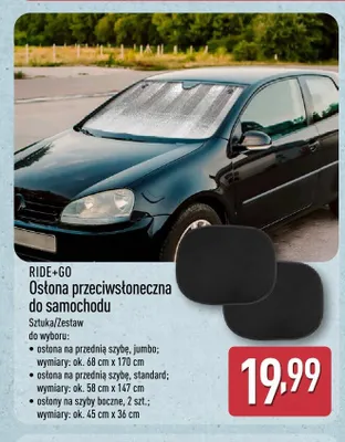 Osłony przeciwsłoneczne do samochodu na szyby boczne Ride+Go 2-pak promocja w Aldi