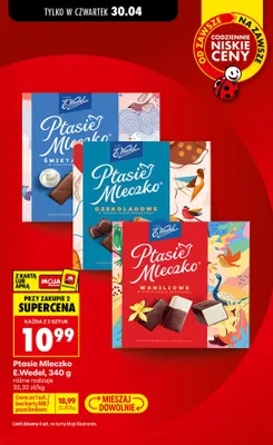 Ptasie Mleczko E.Wedel śmietankowe w czekoladzie deserowej promocja w Biedronka