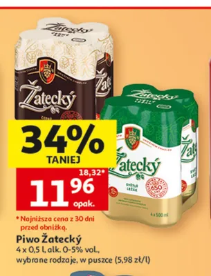 Piwo Žatecký Světlý Ležák 4-pak 500 ml promocja w Auchan