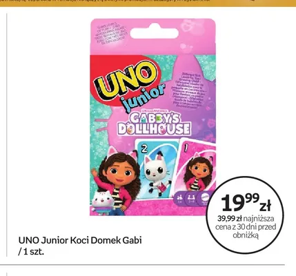 Gra karciana UNO Junior Koci Domek Gabi promocja w Empik