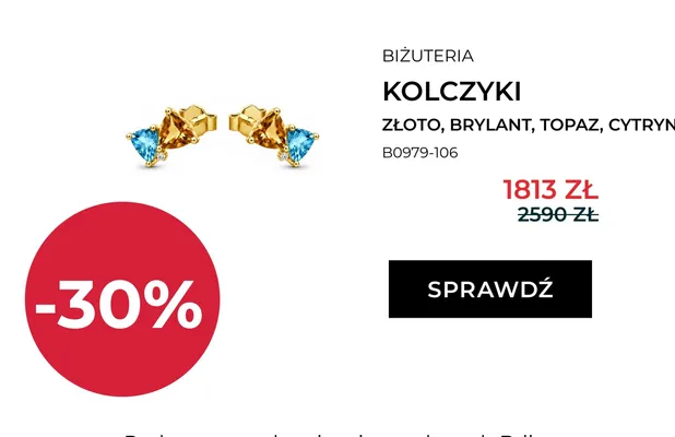 Kolczyki Briju złoto brylant topaz cytryn promocja w Briju