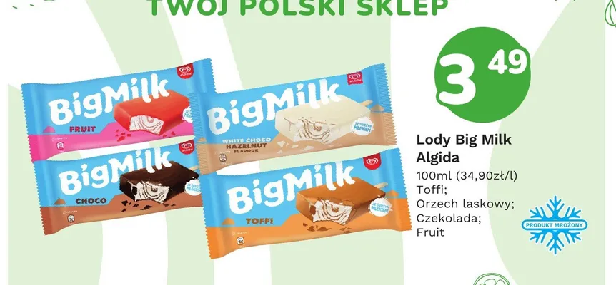 Lody Big Milk Algida Toffi promocja w Limonka